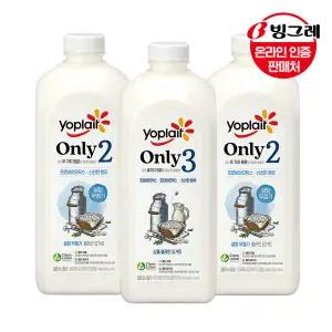 [빙그레] 요플레 only2/only3 플레인 요거트 1.8L 3개 /온리2/온리3