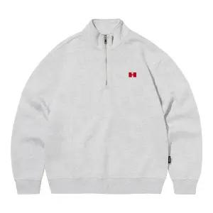 H 로고 하프 집업 소프트 기모 스웨트 셔츠 라이트 멜란지