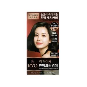 려 우아채 멋내기 한방크림 염색약 동안블랙 2N 새치전용