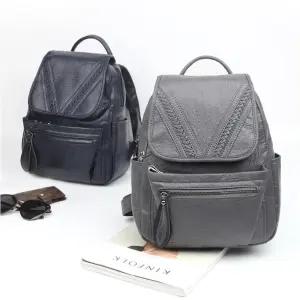 여성용 가죽질감 소프트한 백팩 중년 깔끔한스타일 데일리가방코디 수납력좋은 커플