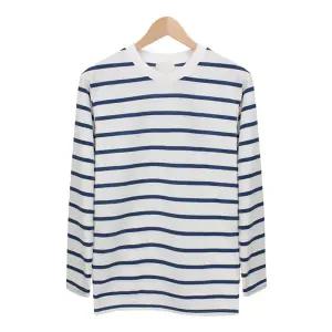 네이비 와이드 스트라이프 라운드 티셔츠 mod005 navy 무지 남자기본 티