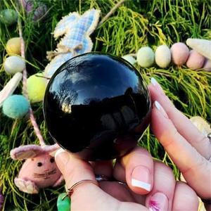 검은 흑요석 구 Fengshui 명상 크리스탈 치유 운세 구 가정 장식 공