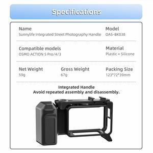 액션 5 프로 스트리트 핸들 홀더 퀵 릴리즈 래빗 케이지 카메라 프레임 보호 쉘 DJI 오스모 4/3 악세사리용