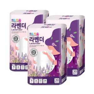 미소지움 라벤더 3겹 30M 30롤 3개 화장지 두루마리