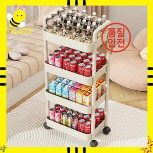 다기능 트롤리 오거나이저 바퀴 달린 3/4/5단 이동식 욕실 수납 선반 가정용 주방 카트