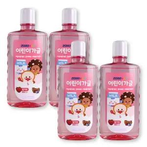 2080 브레드이발소 키즈가글 딸기향 380ml 4개 어린이,아이들 구강케어