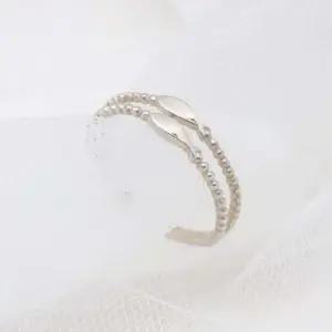 92.5 실버 트윈 물고기 더블 링 프리사이즈 은 반지