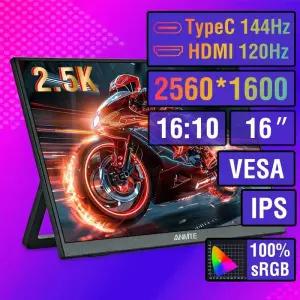 휴대용모니터 포터블 보조 모니터 Anmite 16인치 25K 휴대용 144Hz120Hz 1600P HDR 저청색광 XBox PS4 5 스