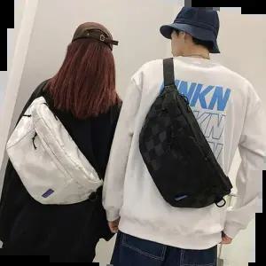 크로스백 바둑판 패턴 캐주얼 남성 여성 패션 빅 슬링백 바디백