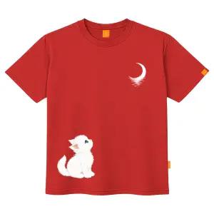 엘라모 달빛고양이 반팔 티셔츠 남녀공용 빅사이즈 S~4XL