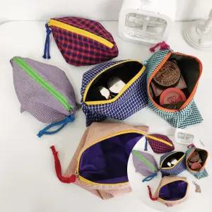 5컬러 체크 멀티 수납 파우치 휴대용 파우치