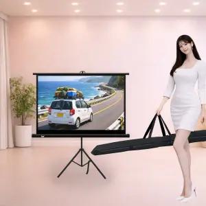 빔프로젝터스크린 빔스크린 16:9 유압식 휴대용 가정용 족자 캠핑 101.6cm(40인치)