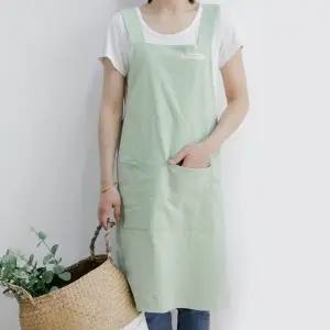 유치원 원피스형 주방 앞치마 솔리드 컬러 디자인