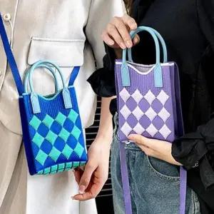 아가일 패턴 니트 미니 손가방 6color 토트백 크로스