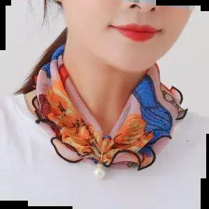 여성목주름가리개 시스루 진주 스카프 목주름 가리개 10종 LM-0611