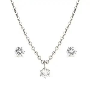 18K 심플 프롱셋팅 3mm 큐빅 주얼리세트 NPS30123