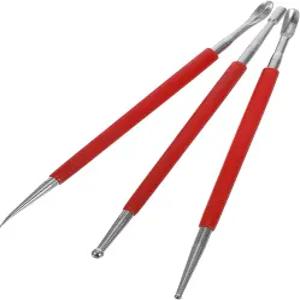 3pcs 가죽 공예 도구 모델링 포인트 조각 칼날 볼 스푼 엠보싱 프레스 스타일러스