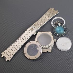 [호환품]로얄 오크 옥타곤 NH35 케이스 다이얼 핸즈 스테인리스 스틸 시계 브레이슬릿 사파이어 글래스 무