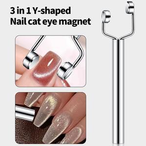 3in 1 Y자형 강력 자석 캣아이 네일아트 도구 UV 젤 폴리쉬 효과 매니큐어 마그넷 스틱