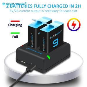 고프로 히어로 9 배터리 충전기 액션 카메라 액세서리용 1800mAh 12 11 10 블랙 호환)