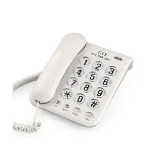 아이텍 사무용 유선 전화기 IK-200 가정용 전화기 빅버튼 착신램프 화이트