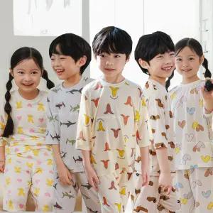 삐삐롱 2026 아동 유아 어린이 무형광 봄 여름 모달 편면 내의 내복 7부 실내복