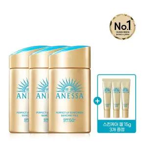 [아넷사] 퍼펙트 UV 선스크린 스킨케어 밀크 NA 60ml 3개 + 스킨케어 젤 15g 3개 증정