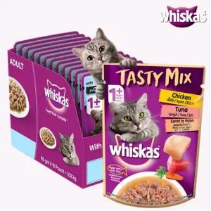 위스카스 파우치 테이스티믹스 닭고기 참치(70g)×28개