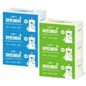 엑소 큐트베어 천연펄프 미용티슈 각티슈 250매 12개 화장지 휴지