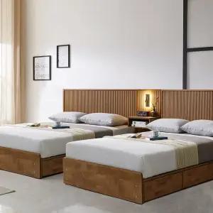 보루네오 우드 원목 부부트윈침대SS+SS 프레임(중앙패널1개)