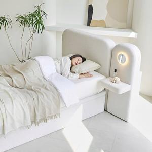 [아씨방가구]라핀스 리프트업 빅수납 패브릭 호텔식 침대 SS+조명협탁