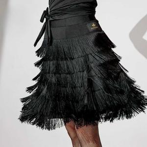 여성 라인댄스복 수술치마 사교 무대 연습복 사선 공연복