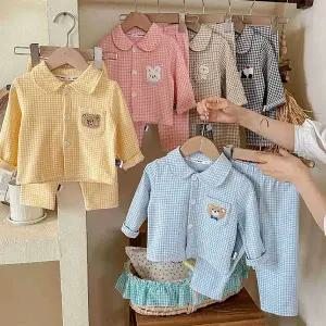 솜사탕체크잠옷세트