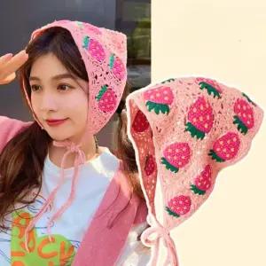 스카프 헤어커치프 반다나 얇은 머리띠 여성 두건 헤어 보넷 프릴 레이스