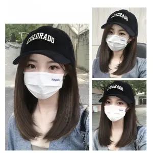 모자가발 항암 캡모자 달린 중단발 여자 가발