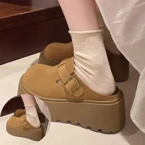 데일리슬리퍼 통굽 블로퍼 여성 플랫폼 버클 슬리퍼 데일리 신발