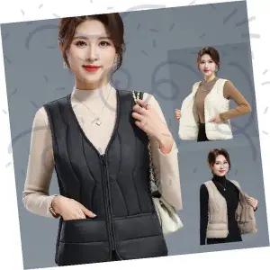 경량 패딩 라인 융기모 조끼 브이넥 여성 조끼 방한 내피 겨울 활동복
