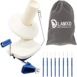 LAMXD 니들크래프트 원사 볼 와인더 손으로 작동 용량 4온스 파란색 휴대용 패키지 설정 및 사용이