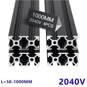 호환  4pcs 블랙 V-슬롯 2040 유럽 표준 산업용 알루미늄 합금 프로파일 길이 10-1000mm DIY 3D 프린터 CNC