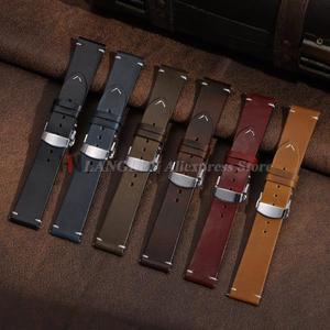 수제 빈티지 오일 왁스 천연 송아지 가죽 스트랩 18mm 19mm 20mm 21mm 22mm 24mm 퀵 릴리즈 남녀 시계 밴드