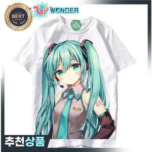 하츠네 미쿠 공동 브랜드 애니메이션 2D 반팔 티셔츠 만화 인쇄 학생 숙녀 옷  스타일