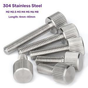 304 스테인리스강 플랫 라운드 헤드 널링 핸드 조임 엄지 나사 섀시 볼트 툴리스 조정 M2 M2.5 M3 M4 M5 M6