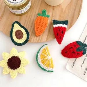 머리핀 앞머리 악세사리 여성 올림머리 헤어악세사리 니트머리핀 성인머리핀 큰손 2P 6종 과일모양