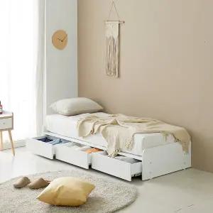 르마인 무헤드 3단서랍 빅수납 미니싱글침대+포켓 고탄성HR폼50 MS