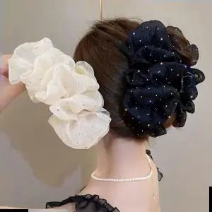 숱많은머리집게핀 여자 대형집게핀 큐빅 주름 얼굴작아보이는 파티패션