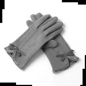 여성모직장갑 그레이 리본 장식 스마트 터치 기모 안감 여성용 장갑