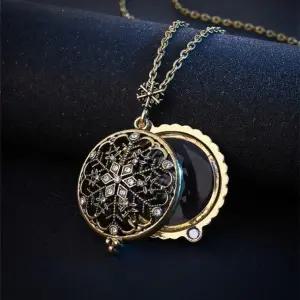 돋보기 노인 앤틱 눈꽃 레트로 겸용 목걸이 지르코니아큐빅