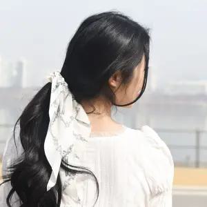 소프트 실버 체인 롱 스카프 머리끈 헤어슈슈 3Colors