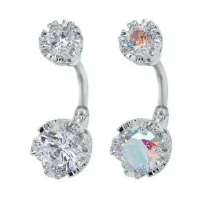 트윙클 룩 실버 크리스탈 배꼽 피어싱 2종