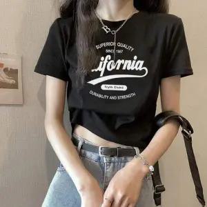 러블리 GM48JQ69 반팔티셔츠 크롭 여성 프린팅 깔끔 여름 영문